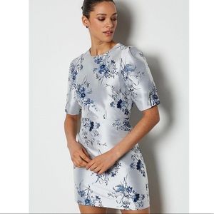 Jacquard Puff Sleeve Short Dress